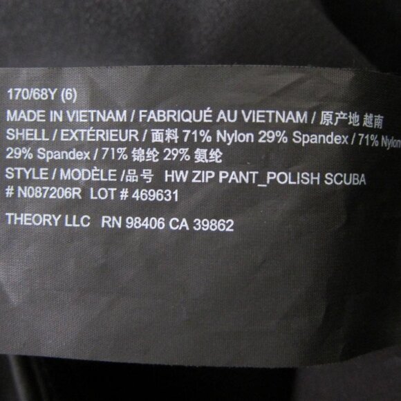 THEORY Black High Rise Scuba Ankle Zip Pants Women's Size 6 NWOT Retail $295 - Picture 13 of 14